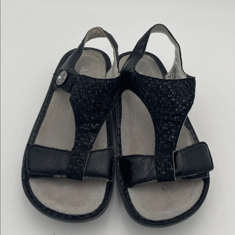 Algria Stylish Black Sandals leather women 38 casual office retro Y2K